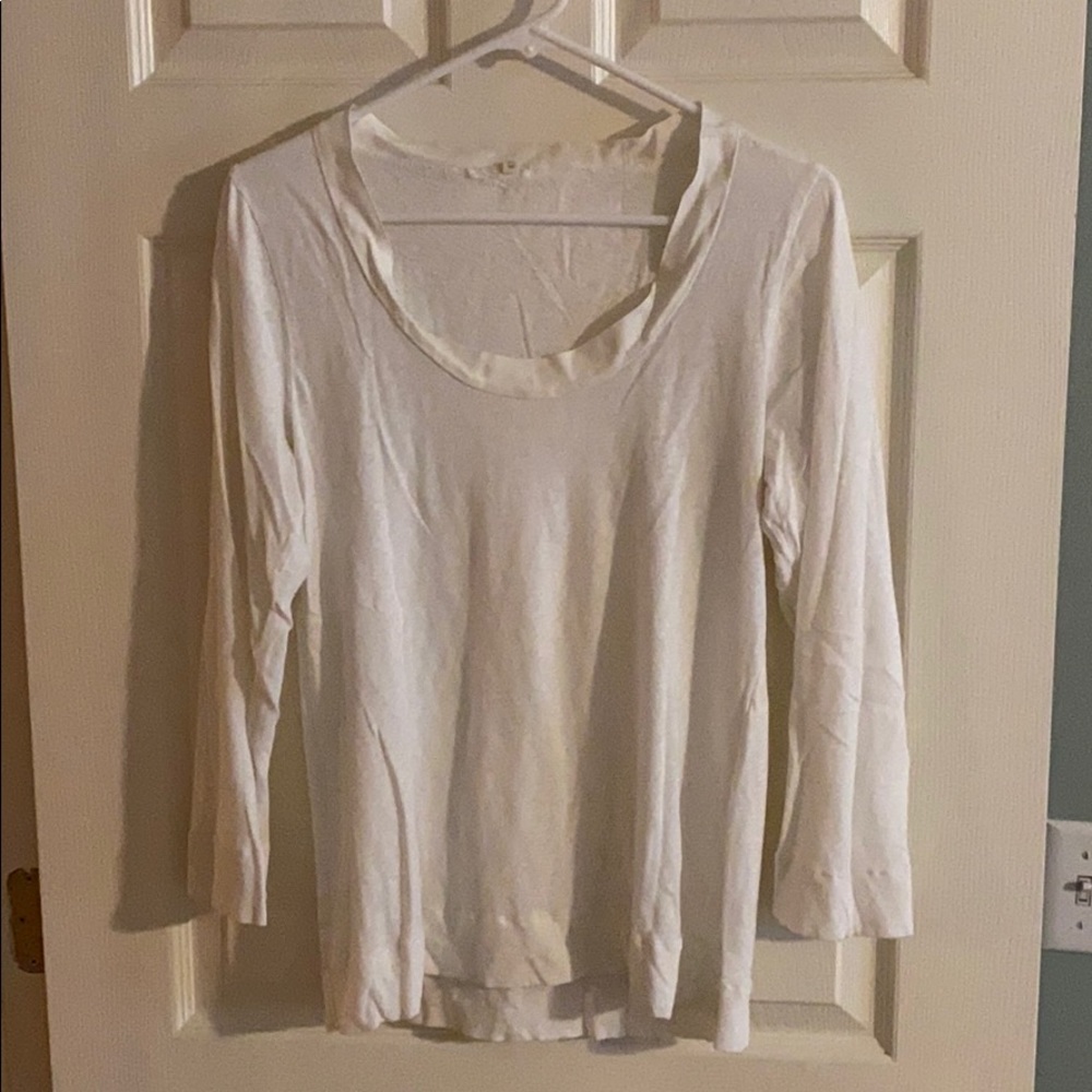 J Crew ivory 3/4 sleeve tee, size x-large